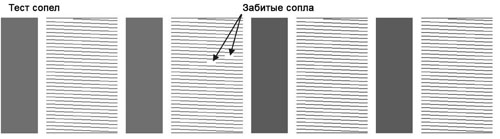Nozzle test Пример теста сопел печатающих головок