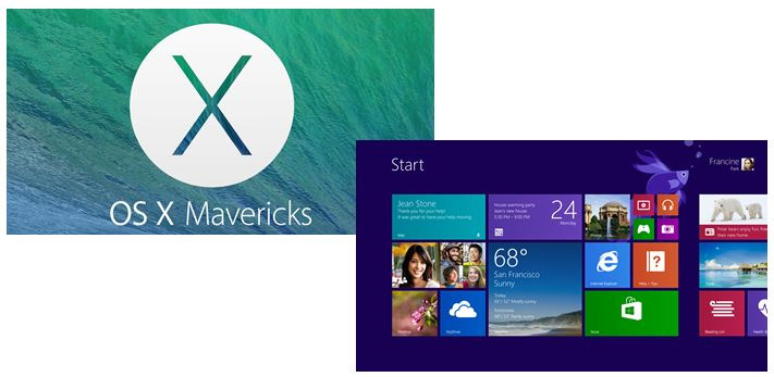 Интерфес OS X и Windows
